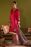 Shop_Sage Saga_Pink Velvet, Satin, Organza, Silk Saru Gulab Floral Print Kurta Set With Dupatta _Online_at_Aza_Fashions