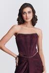 Buy_S&N by Shantnu Nikhil_Purple Sandwash Embellished Crystal Stone Work Sweetheart Pleated And Corset Top _at_Aza_Fashions