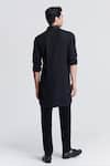 Shop_S&N By Shantnu Nikhil_Black Suede Crystals Embroidered Placket Kurta_at_Aza_Fashions