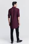 Shop_S&N by Shantnu Nikhil_Purple Suiting Brushed Placement Embroidery Crystal Straight Placket Kurta _at_Aza_Fashions