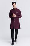 Buy S&N By Shantnu Nikhil Purple Polyester, Viscose Embroidery Crest Sherwani at Aza Fashions Buy_S&N By Shantnu Nikhil_Purple Polyester, Viscose Embroidery Crest Sherwani_at_Aza_Fashions