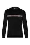 S&N by Shantnu Nikhil_Black Velour Embroidery Crystal Panel Sweatshirt _Online_at_Aza_Fashions