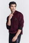 Shop_S&N By Shantnu Nikhil_Purple Velour Crystals Crest Embroidered Hoodie _Online_at_Aza_Fashions
