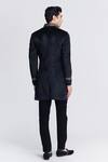 Shop_S&N by Shantnu Nikhil_Black Velvet Crystals Crest Embroidered Sherwani _at_Aza_Fashions