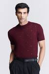 Buy_S&N by Shantnu Nikhil_Purple Viscose Nylon Embroidery Crystal Tee _Online_at_Aza_Fashions