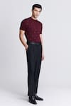 Shop_S&N by Shantnu Nikhil_Purple Viscose Nylon Embroidery Crystal Tee _Online_at_Aza_Fashions