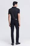 Shop_S&N by Shantnu Nikhil_Black Interlock Supima Cotton Placement Embroidery Crystal Crest Polo Tee _at_Aza_Fashions