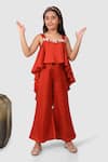 Buy_Jelly Jones_Coral Crepe Embroidered Asymmetric Yoke Jumpsuit _at_Aza_Fashions