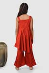 Shop_Jelly Jones_Coral Crepe Embroidered Asymmetric Yoke Jumpsuit _at_Aza_Fashions