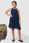 Buy_Jelly Jones_Blue Georgette Textured Dress _at_Aza_Fashions