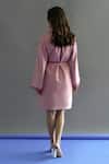 Shop_Kritika Madan Label_Pink Suede Plain Coat Shawl Lapel With Short Dress _at_Aza_Fashions