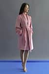 Shop_Kritika Madan Label_Pink Suede Plain Coat Shawl Lapel With Short Dress _Online_at_Aza_Fashions