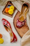 Buy_NR BY NIDHI RATHI_Maroon Floral Embroidered Juttis _at_Aza_Fashions