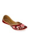 Buy_NR BY NIDHI RATHI_Maroon Floral Embroidered Juttis _Online_at_Aza_Fashions