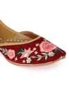 Shop_NR BY NIDHI RATHI_Maroon Floral Embroidered Juttis _Online_at_Aza_Fashions