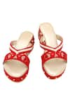 Buy_NR BY NIDHI RATHI_Red Embellished Cut Work Strap Wedges 