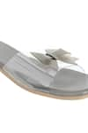 NR BY NIDHI RATHI_Grey Bow Trim Embellished Strap Flats _Online_at_Aza_Fashions