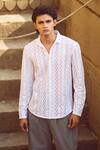 Buy_Dash And Dot_White Cotton Geometric Pattern Shirt _at_Aza_Fashions