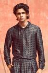 Dash And Dot Black Viscose Rattan Woven Pattern Shirt at Aza Fashions Dash And Dot_Black Viscose Rattan Woven Pattern Shirt _at_Aza_Fashions
