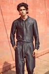 Buy_Dash and Dot_Black 100% Organic Viscose Rattan Weave Woven Pattern Shirt And Pant Set 