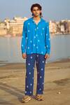 Buy_Dash And Dot_Blue Viscose Ikkat Motif Print Pant _at_Aza_Fashions
