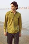 Dash and Dot_Green 100% Cotton 3d Bloom Applique Shirt _at_Aza_Fashions
