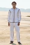 Dash And Dot_White Polyester, Viscose, Lycra Contrast Outline Shirt _Online_at_Aza_Fashions