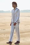 Shop_Dash And Dot_White Polyester, Viscose, Lycra Contrast Outline Shirt With Pant _Online_at_Aza_Fashions