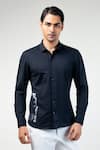 Buy_Kommal Sood_Black Cotton Sequins Embroidered Button Down Shirt _Online_at_Aza_Fashions