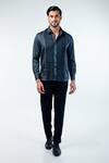 Buy_Kommal Sood_Grey Cotton Lace Embroidered Button Down Shirt _at_Aza_Fashions