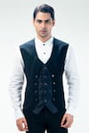 Kommal Sood_Black Cupro Layered Waistcoat Pant Set  _at_Aza_Fashions