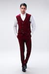 Buy_Kommal Sood_Wine Cupro Layered Waistcoat Pant Set  _at_Aza_Fashions