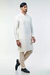 Shop_Kommal Sood_Off White Cotton Silk Hand Embroidery Floral Sherwani Trouser Set  _Online_at_Aza_Fashions