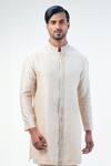 Shop_Kommal Sood_Off White Cotton Silk Embroidered Placket Geometric Kurta With Trouser  _Online_at_Aza_Fashions
