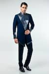 Buy_Kommal Sood_Blue Cupro Embroidery Metal Stripe Sherwani With Trouser  