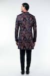 Shop_Kommal Sood_Blue Velvet Embroidery Floral Flower Thread Sherwani With Trouser  _at_Aza_Fashions