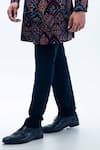 Buy_Kommal Sood_Blue Velvet Embroidery Floral Flower Thread Sherwani With Trouser  _Online_at_Aza_Fashions