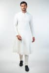 Buy_Kommal Sood_Off White Cotton Silk Plain Anarkali Kurta With Churidar  _at_Aza_Fashions