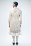 Shop_Kommal Sood_Off White Raw Silk Embroidery Floral And King Sherwani Churidar Set  _at_Aza_Fashions
