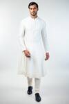 Buy_Kommal Sood_Off White Raw Silk Embroidery Floral And King Sherwani Churidar Set  _Online_at_Aza_Fashions