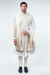 Buy_Kommal Sood_Off White Raw Silk Embroidery Floral And King Sherwani Set  _at_Aza_Fashions
