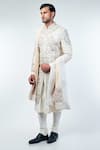 Buy_Kommal Sood_Off White Raw Silk Embroidery Floral And King Sherwani Set  _Online_at_Aza_Fashions