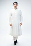 Buy_Kommal Sood_Off White Cotton Silk Plain Full Sleeve Anarkali Kurta With Churidar  _at_Aza_Fashions