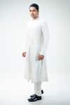Kommal Sood_Off White Cotton Silk Plain Full Sleeve Anarkali Kurta With Churidar  _Online_at_Aza_Fashions