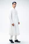 Shop_Kommal Sood_Off White Cotton Silk Plain Full Sleeve Anarkali Kurta With Churidar  _Online_at_Aza_Fashions