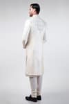 Shop_Kommal Sood_Off White Dupion Silk Embroidery Flower Floral Sherwani Churidar Set  _at_Aza_Fashions