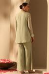 Shop_Dusala_Green Organza Pearls, Embroidery Round Neck Saadgi Tunic With Pant _at_Aza_Fashions