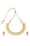 Shop_Minaki_Gold Plated Diamonds, Stones Kundan Drop Necklace Set_at_Aza_Fashions
