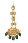 Shop_Minaki_Green Kundan Bead Drop Maangtikka _at_Aza_Fashions