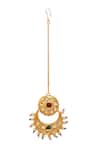 Shop_MINAKI_Multi Color Kundan Studded Half Moon Maangtikka _at_Aza_Fashions